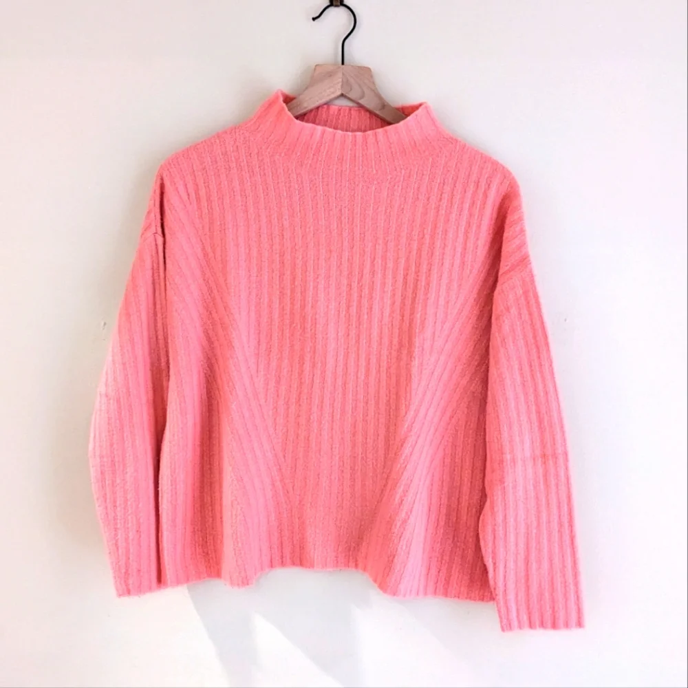 Old Navy Mock Neck Rib Knit Sweater for Women - M - Peony